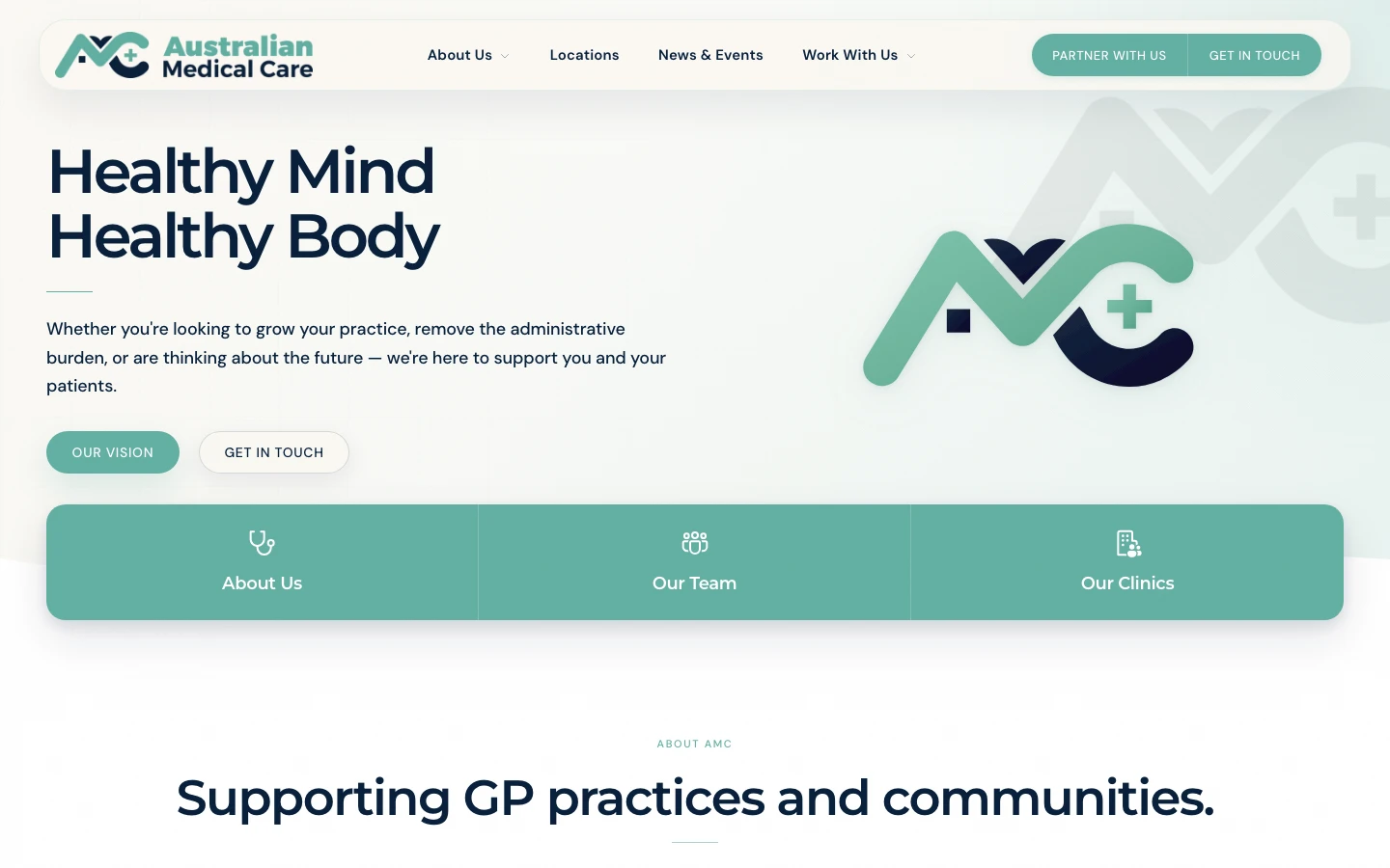 Australian Medical Care website hero